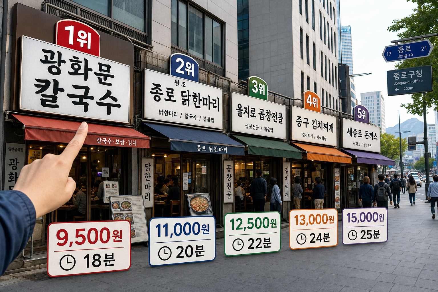 혼밥 맛집 TOP 5: 종로·중구 오피스 상권 실전 추천